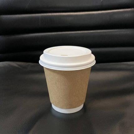 8 Oz 90MM ULTRA  DOUBLE WALL  PE PAPER CUP KRAFT 500CUP/CTN & Lids for 8 Oz 90mm PS COFFEE CUP LIDS WHITE TRAVEL
