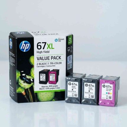 GENUINE HP 67XL (BK & TRI-COLOUR) VALUE PACK - SET OF 3 HY CARTRIDGE