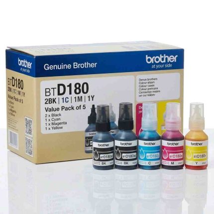 GENUINE BROTHER BTD180 B | C | M | Y VALUE PACK, SET OF 5 INK CARTRIDGE